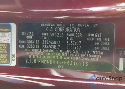 2023 Kia Carnival Mpv Lx Seat Package z USA, uszkodzony, nr VIN KNDNB4H3XP6210215